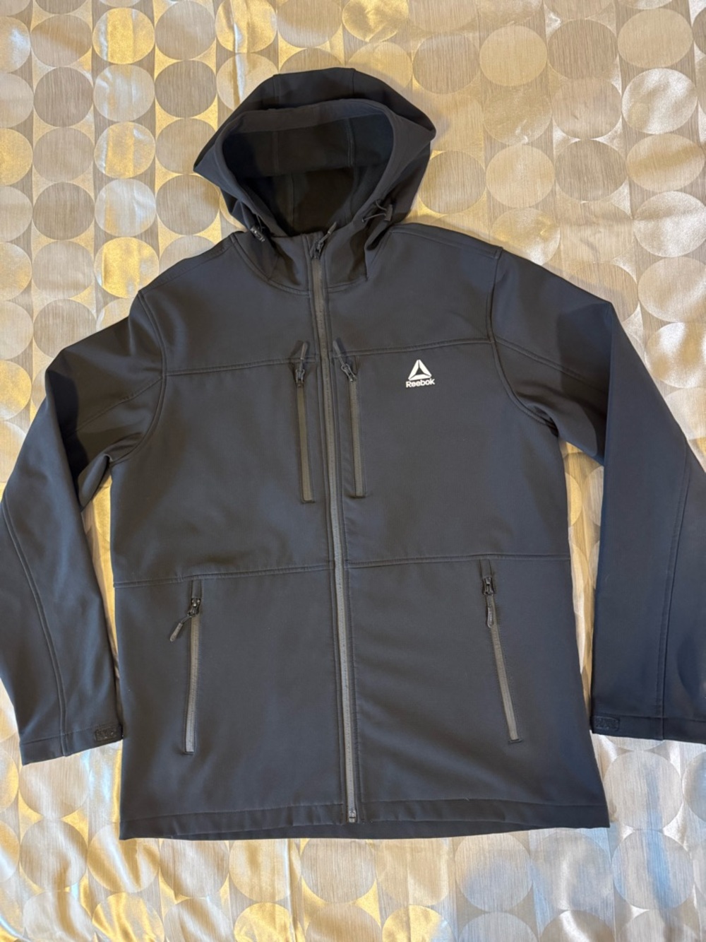 Reebok Men’s Black Hooded Performance Jacket with Chest Zips